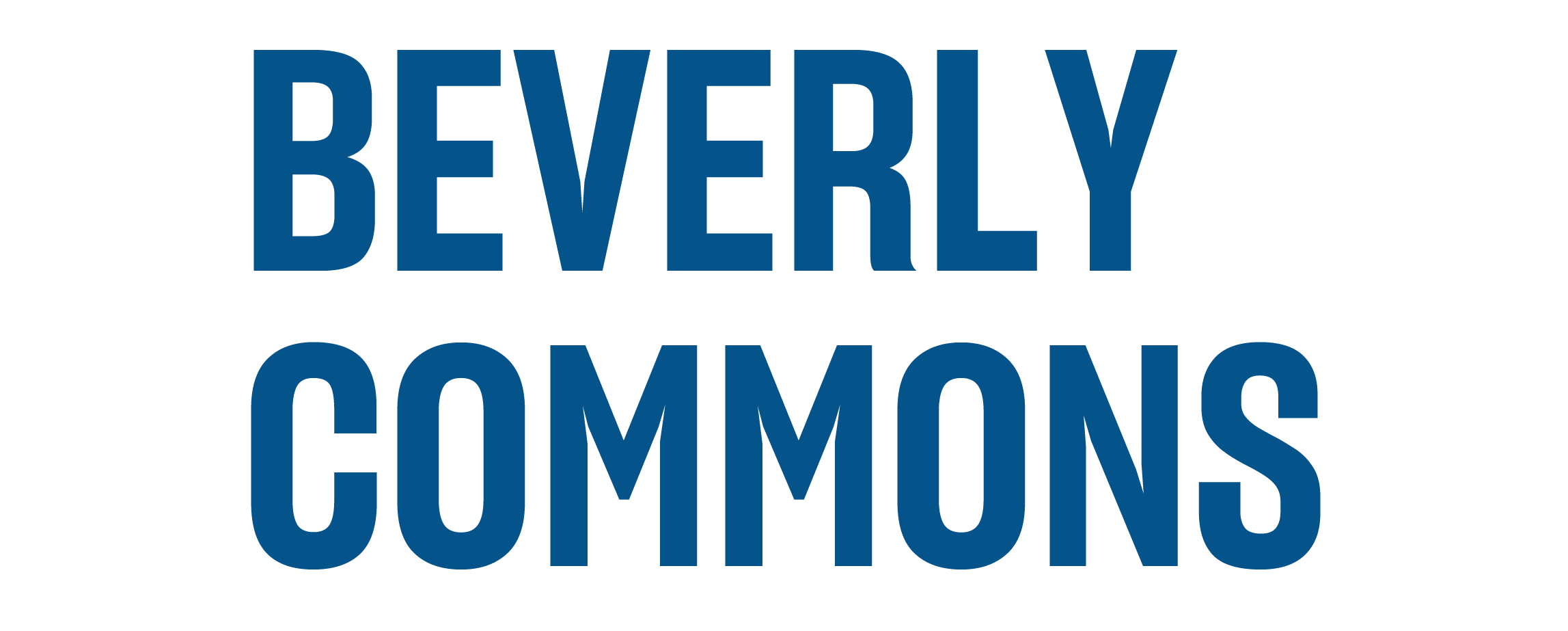 The image features the words "BEVERLY COMMONS" in large blue text.